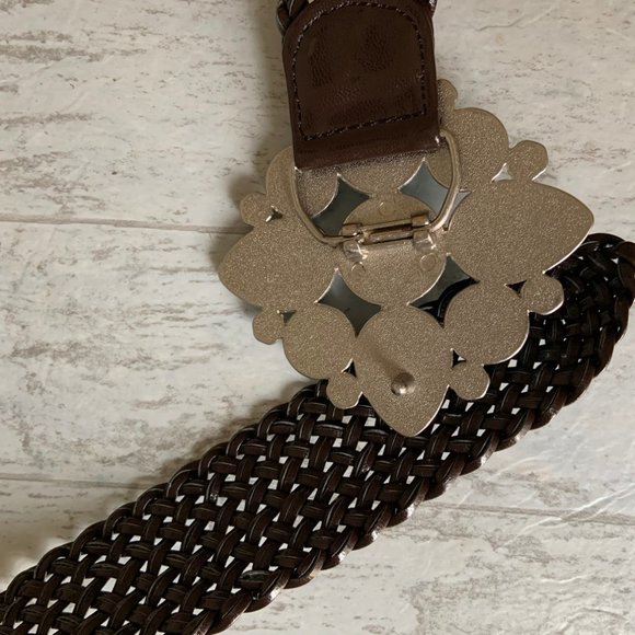 Brown Woven Belt with Turquoise Stone Accent - Picture 7 of 9